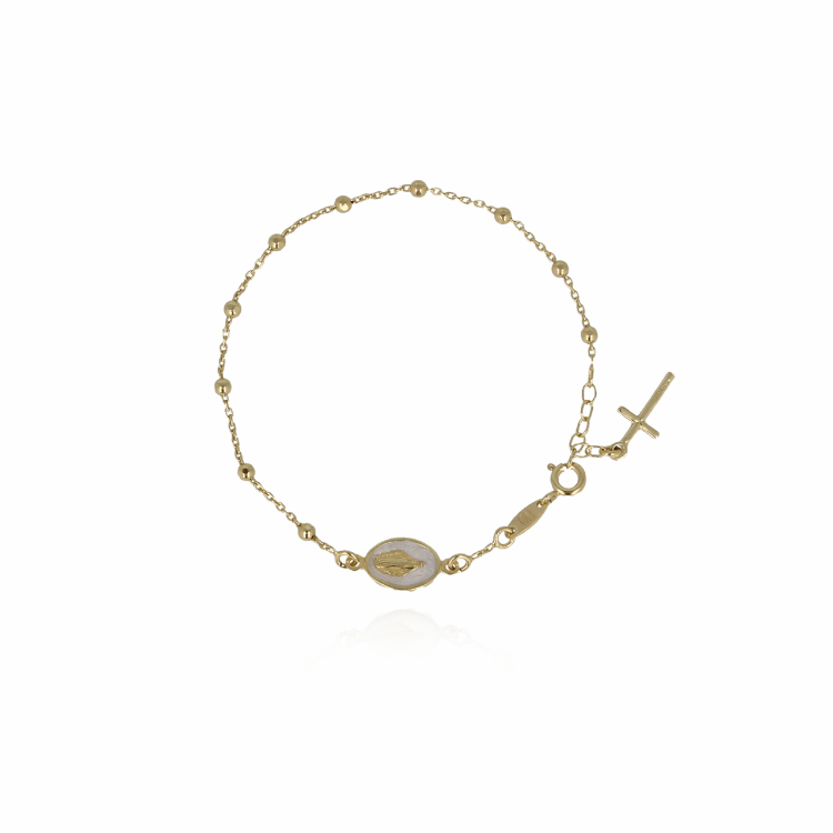Afbeeldingen van GOUDEN ARMBAND ROSARY MADONNA WIT
