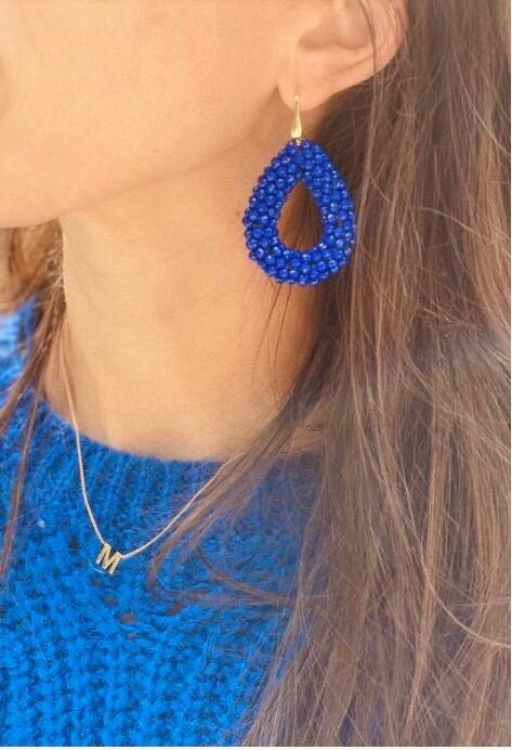 Afbeeldingen van HEMELS BLAUWE OORBELLEN GLASSBERRY DRUPPEL L